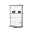 MH Technic s.r.o. Skleněná vitrína 1200x2000x400 mm, s LED osvětlením, posuvné dveře, stříbrná