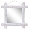vidaXL Zrkadlo z polienok, biele 70x70 cm, recyklovaný masív - Biela - 13773-155442