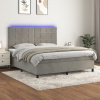 vidaXL Posteľ boxsping s matracom a LED bledosivá 180x200 cm zamat - Sivá - 18941-160520