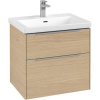 VILLEROY & BOCH Subway 3.0 závesná skrinka pod umývadlo, 2 zásuvky, s LED osvetlením, 622 x 478 x 429 mm, Nordic Oak, C576L0VJ