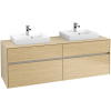 VILLEROY & BOCH Collaro závesná skrinka pod dve umývadlá na dosku, 4 zásuvky, s LED osvetlením, 1600 x 500 x 548 mm, Nordic Oak, C021B0VJ