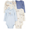 CARTER'S Body dlhý rukáv Blue/Ivory chlapec 4ks NB/ veľ. 56