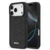 DKNY PU Leather Grid Pattern MagSafe zadný kryt pre iPhone 17 Pro Black
