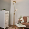 Lindby LED stropná podložka Eda, výška 180 cm, mosadz, stmievateľná - 9945228