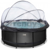 Bazén s krytom a pieskovou filtráciou Black Leather pool Exit Toys kruhový oceľová konštrukcia 360*122 cm čierny od 6 rokov