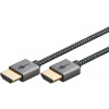 Kábel HDMI M/M 1m, Ultra High Speed+Eth, 8K@60Hz, HDMI 2.1, 48G, G pozl. kon., čierny/sivý, Slim