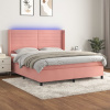 Box spring postel s matrací a LED růžová 180x200 cm samet Růžová 3139642