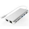 PremiumCord PYevodník USB3.1 typ C, PYevodník USB3.1 typ C na HDMI+VGA+RJ45+2xUSB3.0+SD card +3,5mm KU31DOCK08