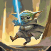 Vymalujsisam.sk Maľovanie podľa čísiel - Baby Yoda Veľkosť: 50x50cm, Rám: Bez rámu, iba zrolované plátno