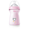 Chicco Naturalfeeling Plastová fľaša 330ml, silikónový cumel, rýchly prietok 6+, ružová
