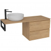 CERANO - Doska pod umývadlo Navira Slim - 141x46,5x1,8 cm - skrinka Carole 69 cm - dub medový - konzola čierna