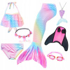 Detské plavky - Ghnatygren dva kusové oblečenie. 130 fialová, modrá, ružová (Syrena Tail Swimsuit + Fin 130)