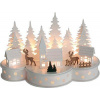 Dekorácia MagicHome Vianoce, Dedinka s jeleňmi, 10 LED teplá biela, 2xAA, MDF, 30x14x19,5 cm