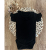 Detské body, kr. rukáv Mamatti, zap. pri krku, Baby Mouse - čierne s volánikmi, veľ. 98 Mamatti 5904399064009