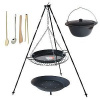 Set 3 v 1, trojnožka 1,25 m, grilovací rošt 50 cm a Paella panva 40 cm a kotlík s pokrievkou 10 L smalt (grilovací rošt 50 cm so smaltovanou Paella panvou 40 cm na trojnožke 1,25 m a smaltovaný kotlík