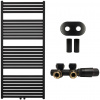 CERANO - Kúpeľňový radiátorový set Vincenzo - ústredné vykurovanie - stredové pripojenie 50 mm - 600W - čierna matná - 1330x600 mm