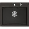 Mexen Elix granitový kuchynský drez 1-komorový 600 x 500 mm, čierny/zlatý metalik, sifón chróm - 6525601005-75