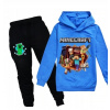 Teplaková súprava - Detská tepláková súprava dievčenská tepláková súprava s ušami veľkosť 98 tyrkysová (Sada minecraft s minecraft s mikinou a nohavicami)