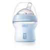 Chicco Naturalfeeling Plastová fľaša 150ml, silikónový cumel, pomalý prietok 0+, modrá