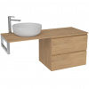 CERANO - Doska pod umývadlo Navira Slim - 141x46,5x1,8 cm - skrinka Carole 69 cm - dub medový - konzola chróm