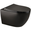 KIELLE Gaia závesné WC Rimless s hlbokým splachovaním, 358 x 525 mm + Softclose WC sedadlo Slim, matná čierna, 30115042