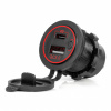 Vodotesná telefónna nabíjačka s ČERVENÝM LED podsvietením 2xUSB QC3.0 12/24V AMIO-04221