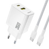 Dudao A27MaxC s GaN, USB-A a USB-C výstupom, 35W + kábel - Biela A27MaxC-W