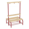 Šatníková lavica s vešiakovou stenou, 100 cm, obojstranná, červená, smrekové laty