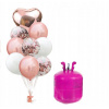 Fľaša s HELEM + balóny ROSE GOLD BIELE s konfetami