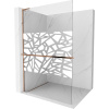 Mexen Kioto+ L, sprchová zástena Walk-In s poličkou a vešiakom 90 x 200 cm, 8mm číre sklo biely vzor, ružové zlato profil, 800-090-123-60-85