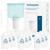 Sklenená filtračná kanvica Wessper D2 BOROSILICATE 3l mätová + 10x filter