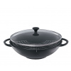 Litinová wok pánev se skleněnou poklicí Provence 36 cm černá - Küchenprofi (Wok Provence se skleněným víkem 36 cm černá - Küchenprofi)