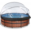 Bazén s krytom a pieskovou filtráciou Wood pool Exit Toys kruhový oceľová konštrukcia 427*122 cm hnedý od 6 rokov