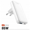 Nabíjačka cestovná sieťová 65W USB-C USB-A GaN s adaptérmi UK USA AU Fixed