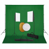 Štúdiový set s lampami typu softbox, pozadím a blendami