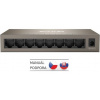Tenda TEG1008M 8-port Gigabit Switch, 8x 10/100/1000 Mb/s, Fanless, MAC 4K, napájení AC/DC, i na zeď 75011833