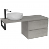 CERANO - Doska pod umývadlo Navira Slim - 161x46,5x1,8 cm - skrinka Carole 79 cm - betónovo šedá - konzola čierna