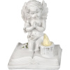 Dekorácia MagicHome, Modliaci anjelik na knihe, LED, polyresin, na hrob, 11,5x7,5x13,5 cm