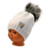 BABY NELLYS Zimná čiapočka s bambulkou - biela Baby Nellys 8596309002835