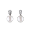 Náušnice z bieleho zlata s diamantmi a perlami KLENOTA E0791102