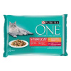 PURINA ONE Sterilcat mini filetky s kuraťom a zelenými fazuľkami s hovädzím a mrkvou v šťave 4 x 85 g