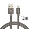 Dátový kábel Swissten Textile USB / Lightning 1,2 m Šedý 71523202