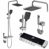 Sprchový set na stenu Rea ROB brúsený nikel s termostatom