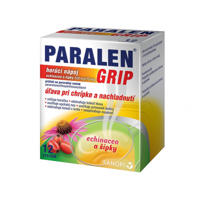 PARALEN GRIP horúci nápoj Echinacea a šípky 500 mg/10 mg | 12 sáčkov