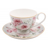 HOME ELEMENTS Porcelánová šálka s podšálkou, 250 ml, Ruža