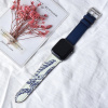 eses Kožený náhradný remienok pre Apple Watch 42 mm/44 mm/45 mm/46 mm/49 mm Farba: tmavo modrá a biela so vzorom