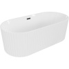 Mexen Paola voľne stojaca vaňa ryhovaná 170 x 80 cm, biela lesklá, čierny prepad - 52721708000-70
