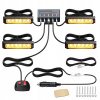 4x 6LED BLESKOVÁ ORANŽOVÁ VÝSTRAŽNÁ LAMPA PILOT STROBOSKOP PROGRAMY