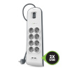 Prepäťová zásuvková lišta 900J Belkin BSV804ca2M, 8x AC EU / 2x USB-A 2,4A (BSV804CA2M)
