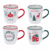 Keramický vianočný hrnček Home Styling Collection 200 ml, sada 4 ks